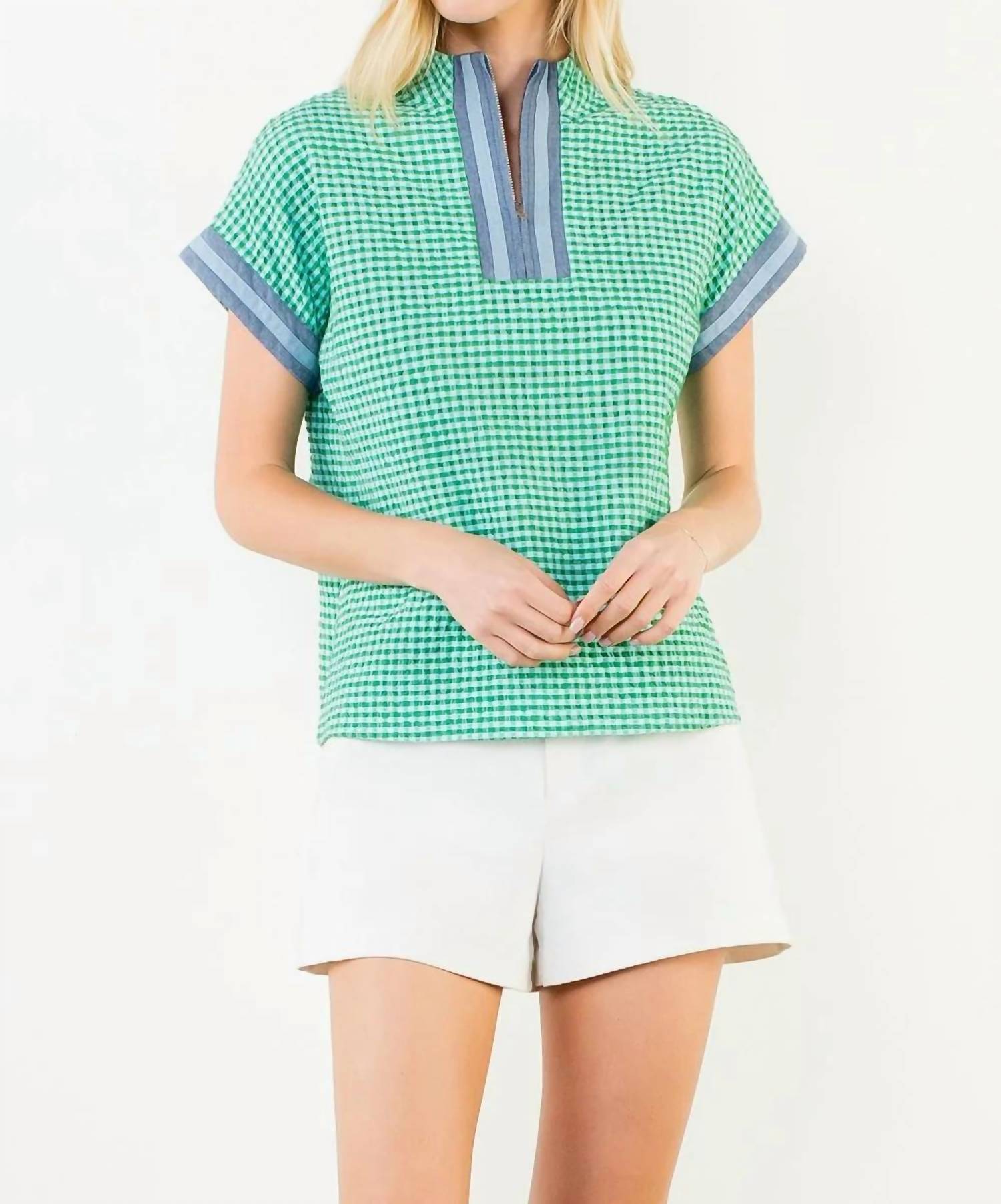 Thml - Short Sleeve Gingham Patterned Top
