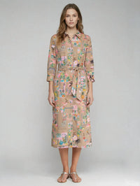 Vilagallo - California Printed Shirt Midi Dress