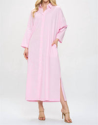 ADRIENNE Regan Stripe Dress in pink - women's dress