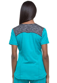 Dickies Colorblock Scrub Top in teal - women's t-shirt - alternate view
