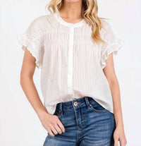 Calista - Ruffle Smocked Button Down Shirt