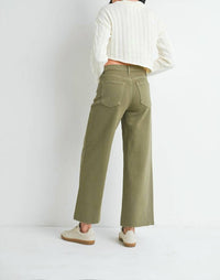 JUST BLACK DENIM Scissor Cut Wide Leg Jeans in matcha - women's jeans - alternate view