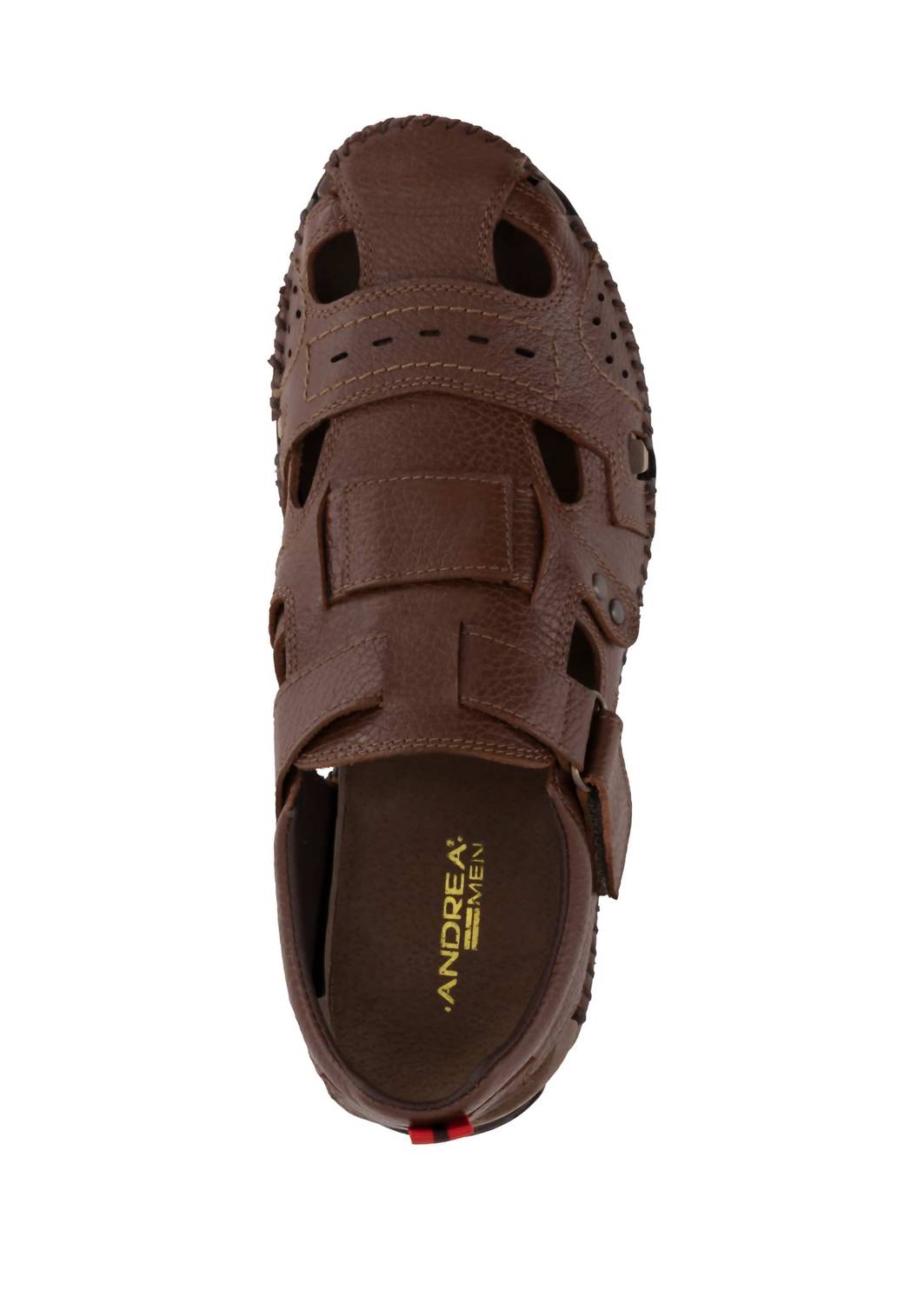 Andrea Men's Velcro Closure Leather Sandal in brown - men's sandal - view 4