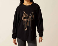 ARIAT Canvas Oversized T Shirt in black - women's long sleeve top