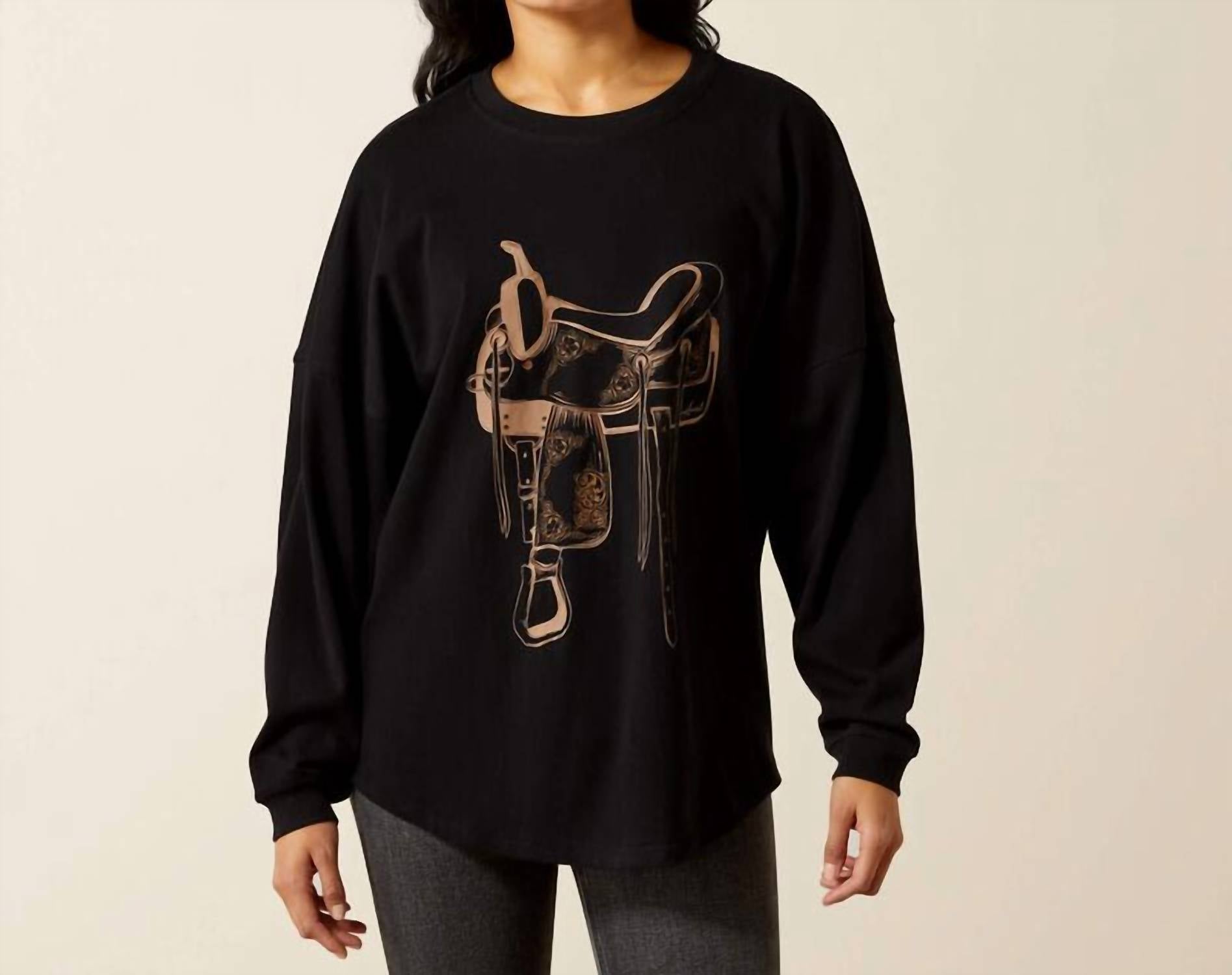 ARIAT Canvas Oversized T Shirt in black - women's long sleeve top