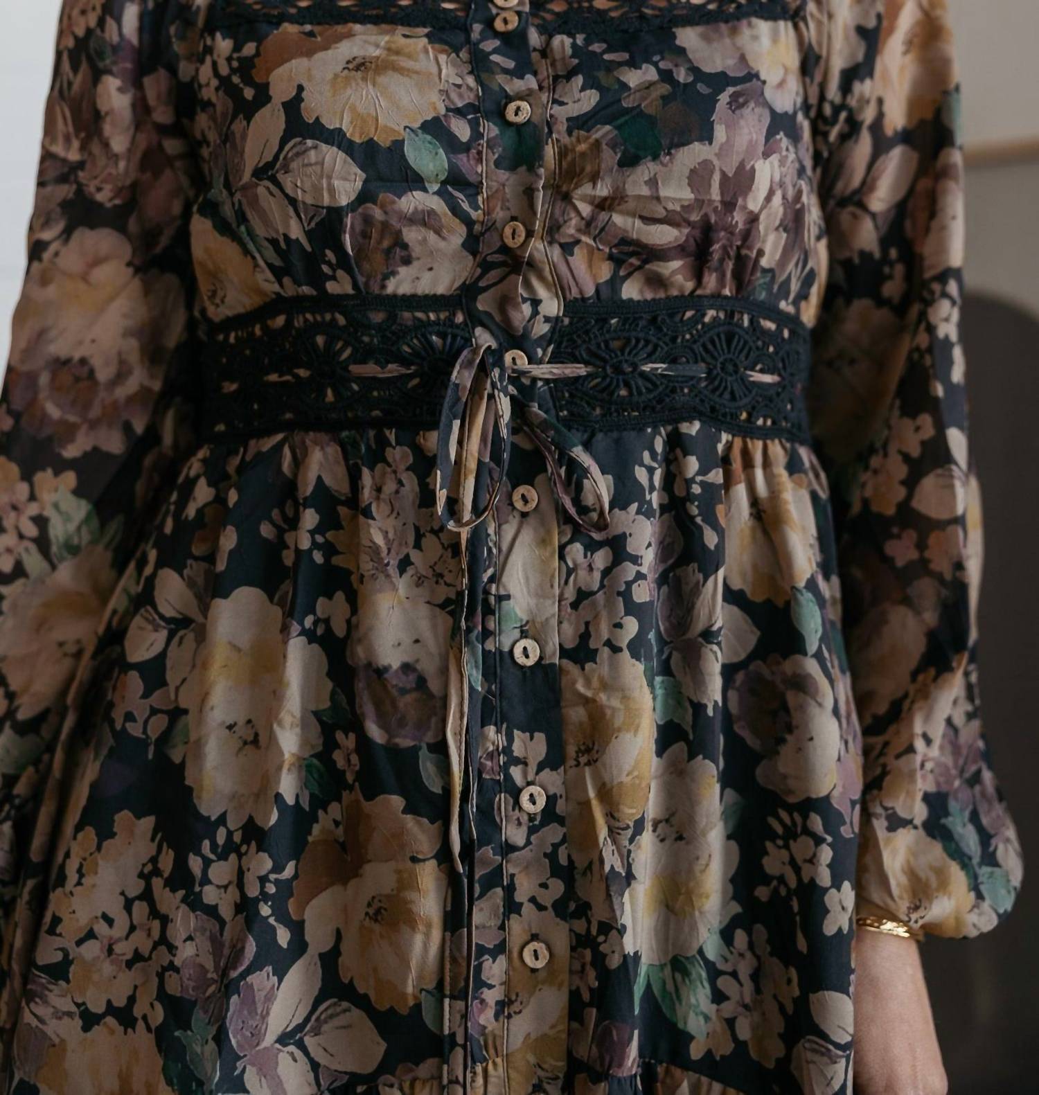 Promesa - Misty Meadow Floral Button-up Maxi Prairie Dress