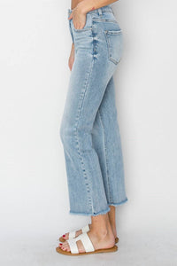 Risen - High Rise Cropped Straight Leg Jeans
