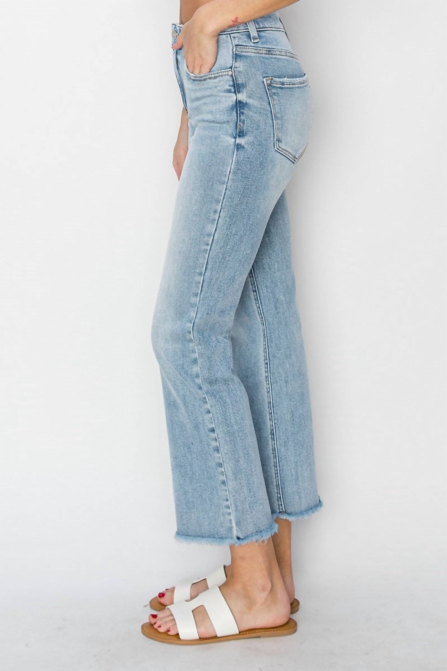 Risen - High Rise Cropped Straight Leg Jeans