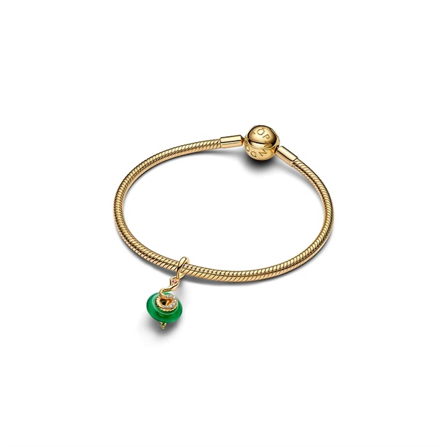 Pandora - Snake Green Murano Glass Dangle Charm