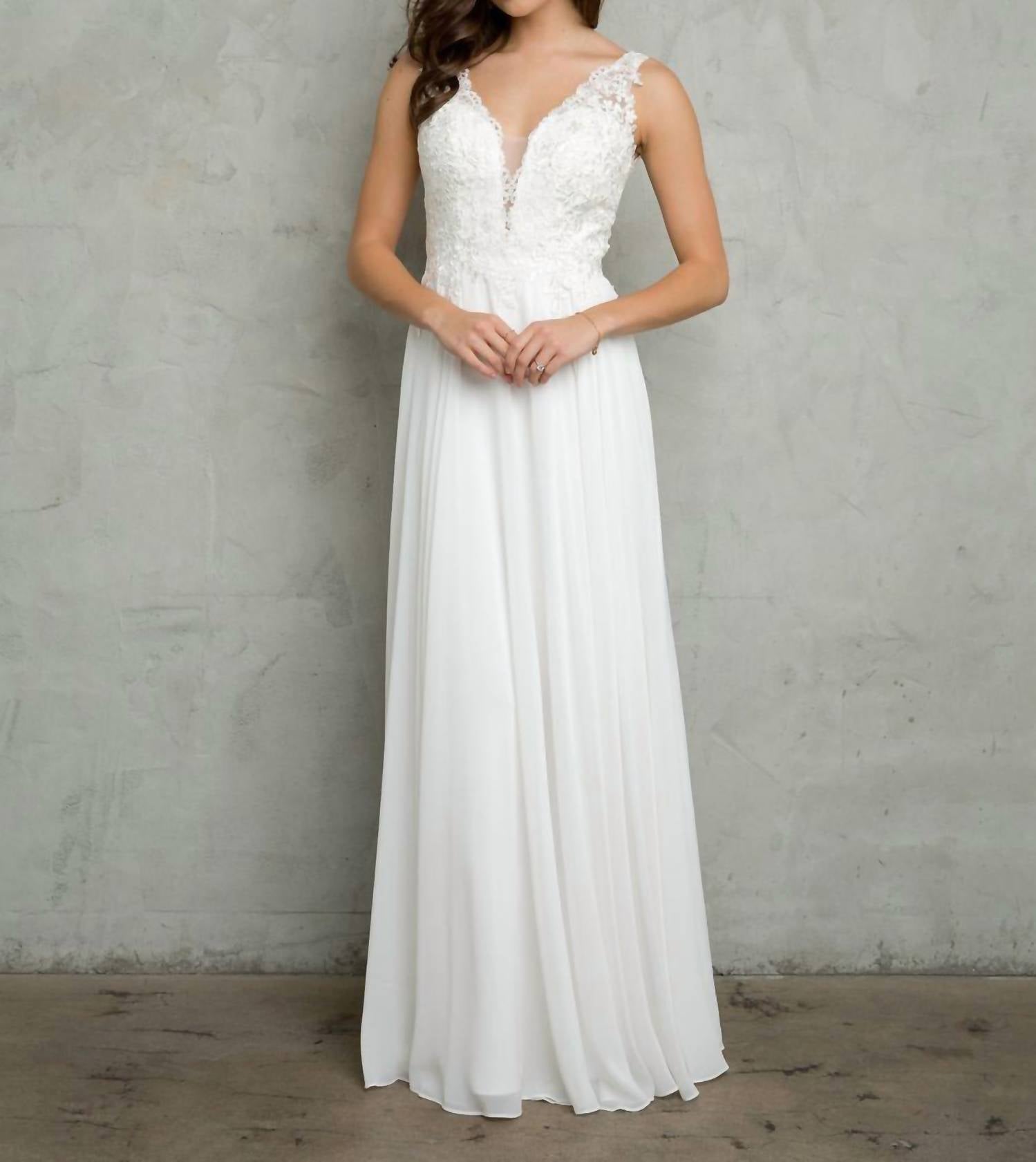 Eva Long Sleeveless Formal Evening Elegant Dress in off white - women's dress