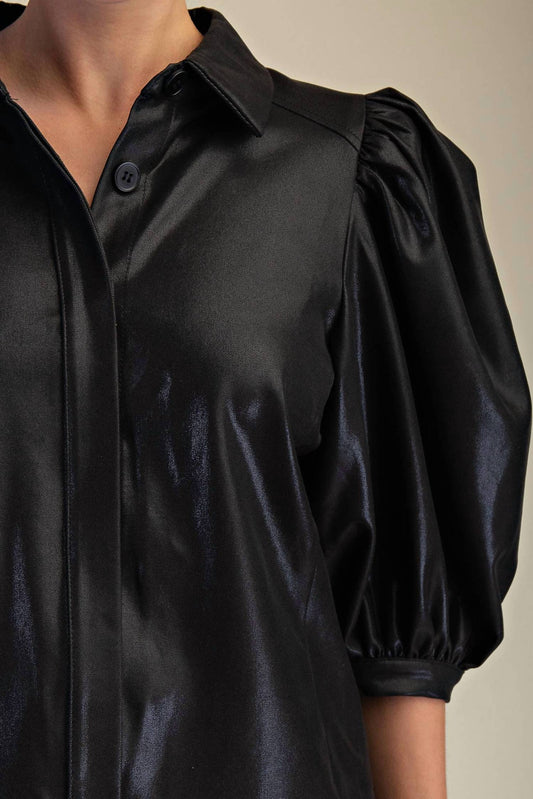 Glam - The Clara Puff Sleeve Button Down Top