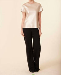 DOLCE CABO Metallic Faux Leather T Shirt in pale gold - women's t-shirt - alternate view