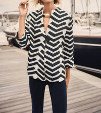 Joseph Ribkoff - Geometric Jacquard Trapeze Jacket