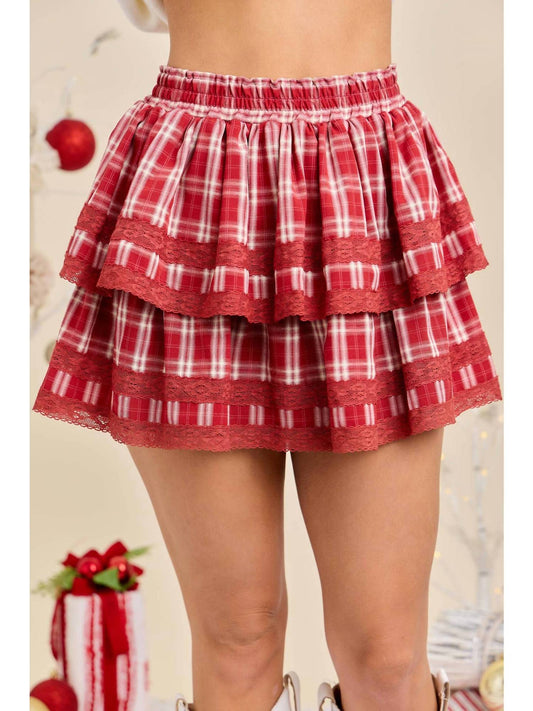Main Strip - Holiday Plaid Tiered Mini Skort