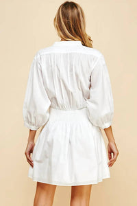 Molly Mandarin Collar Smocked Mini Dress