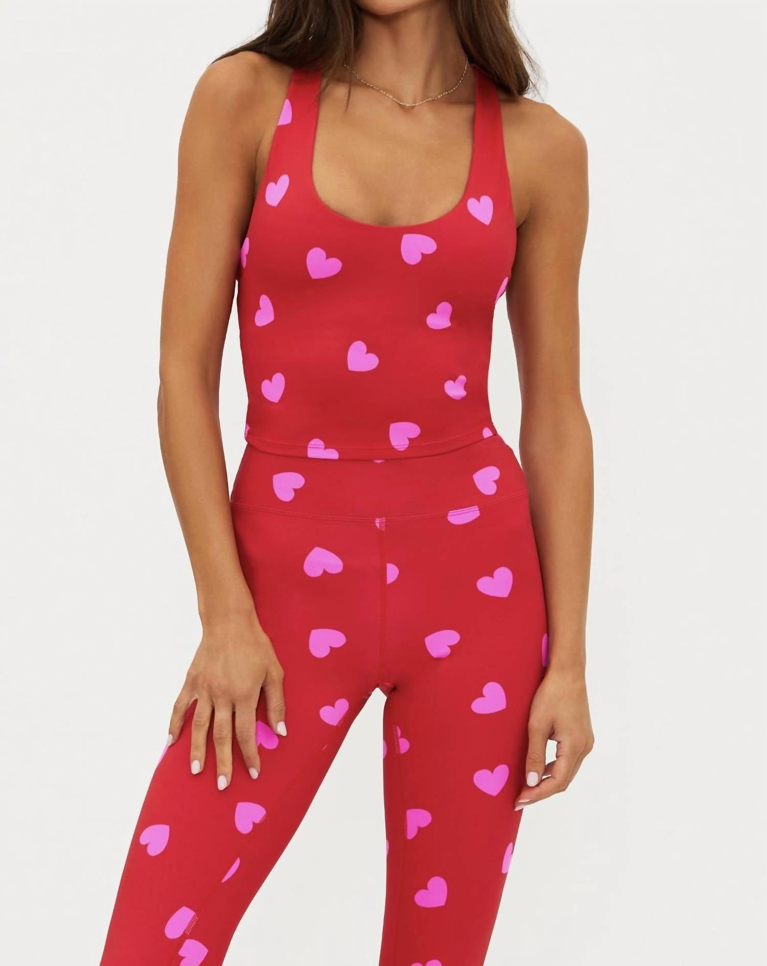Beach Riot yara top in royal red hearts - women's tank top