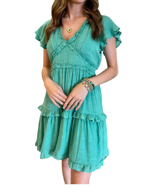 Umgee - V-Neck Ruffle Detail Dress