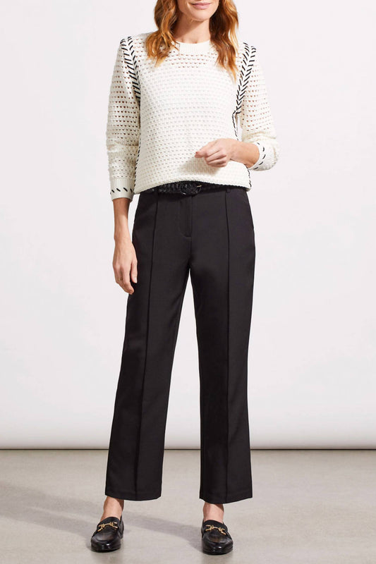 Tribal - Long Sleeve Crewneck Open Sweater - Plus