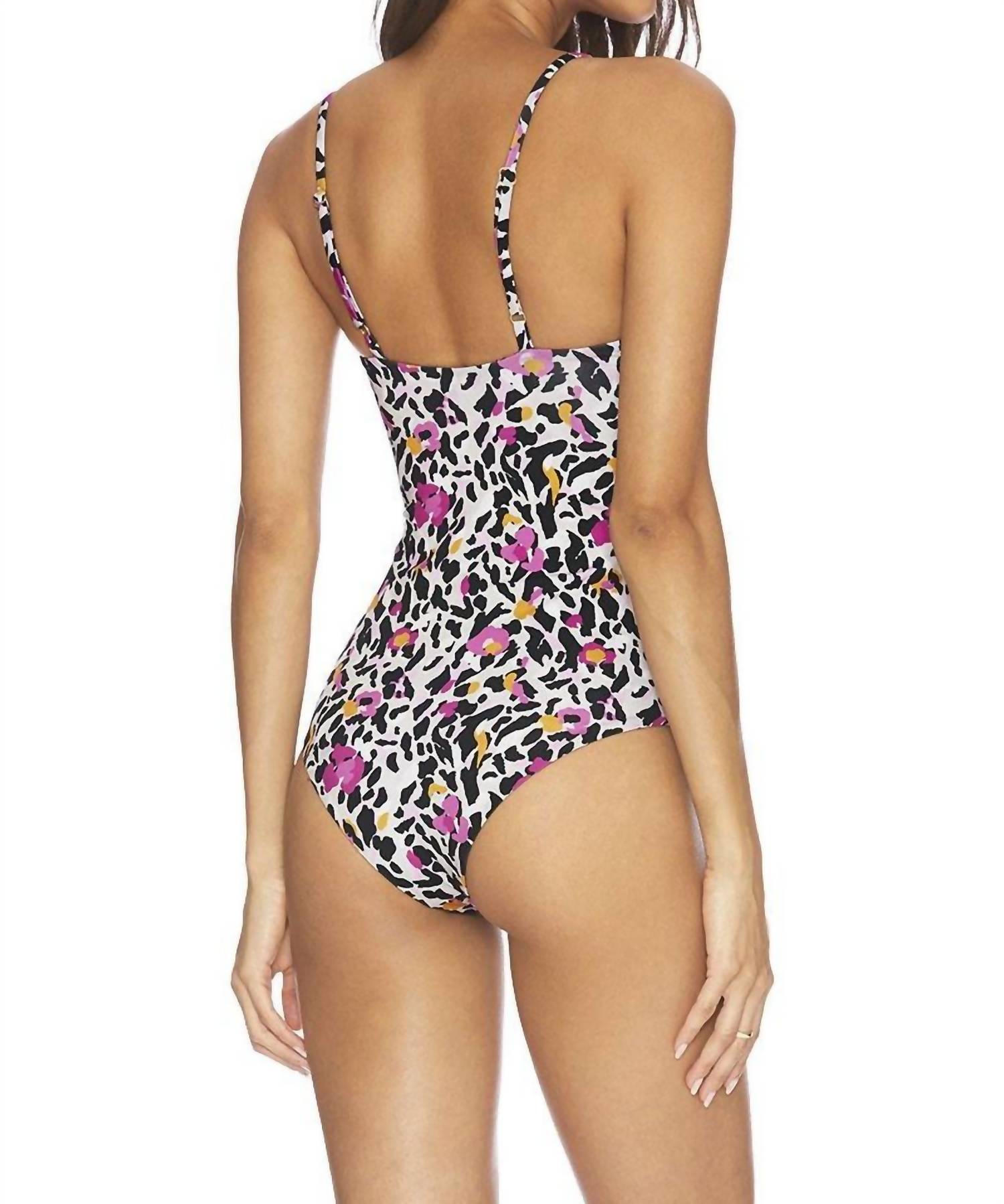 Beach Riot Mia One Piece in multi leopard - women's swimwear - detail view