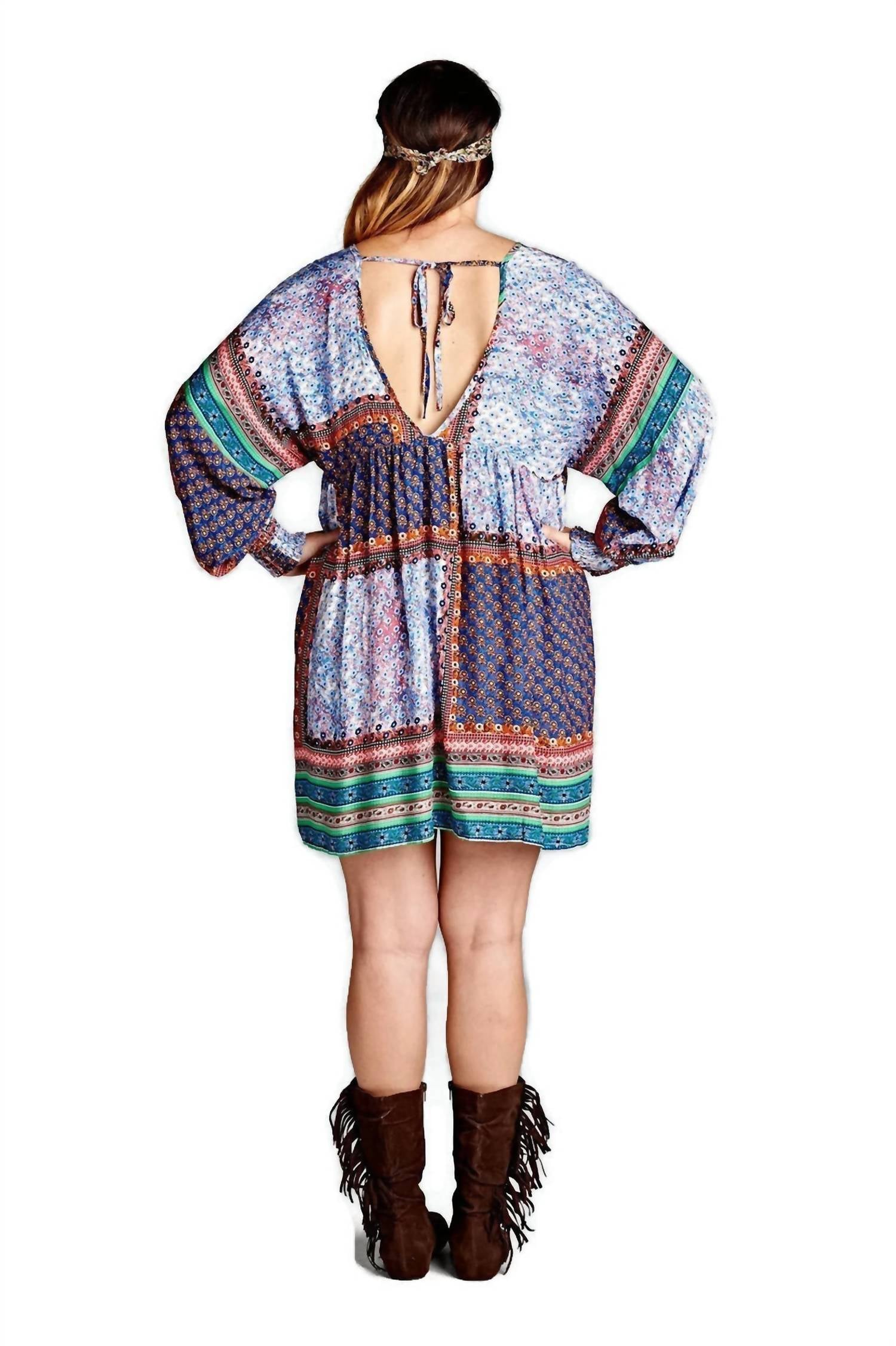 Velzera - Patch Floral Baby Doll Mini Dress