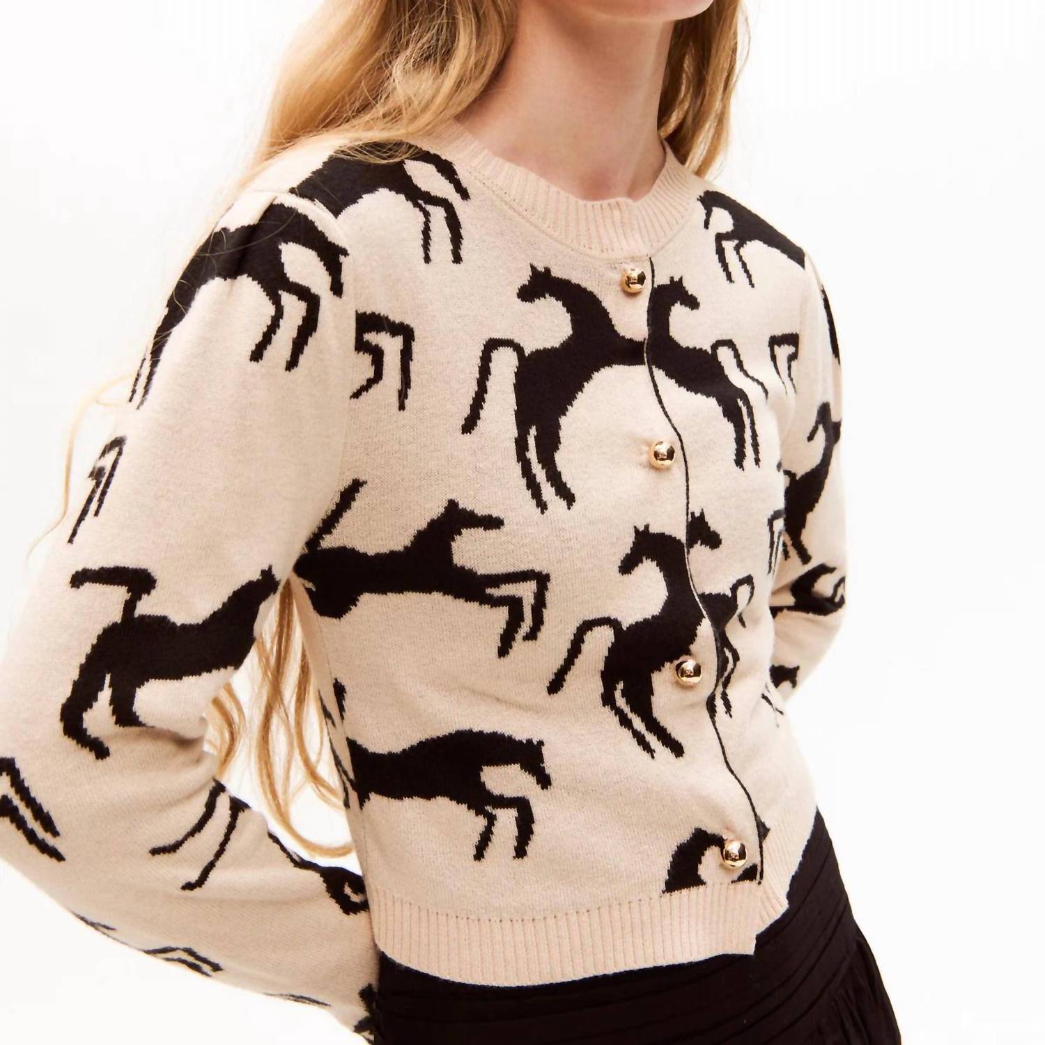 CAROLINA K Cardigan Wild Horses Top in beige - women's cardigan