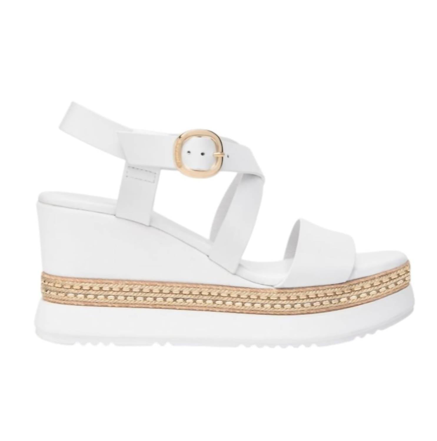 NeroGiardini Women's Loira Wedge Sandal in bianco - women's sandal - detail view