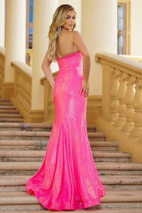 Ava Presley - Strapless Iridescent Sequin Gown