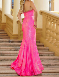 Ava Presley - Strapless Iridescent Sequin Gown