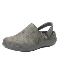 Alegria Women's Skillz Slingback Clogs in etched smoke - women's shoe - detail view