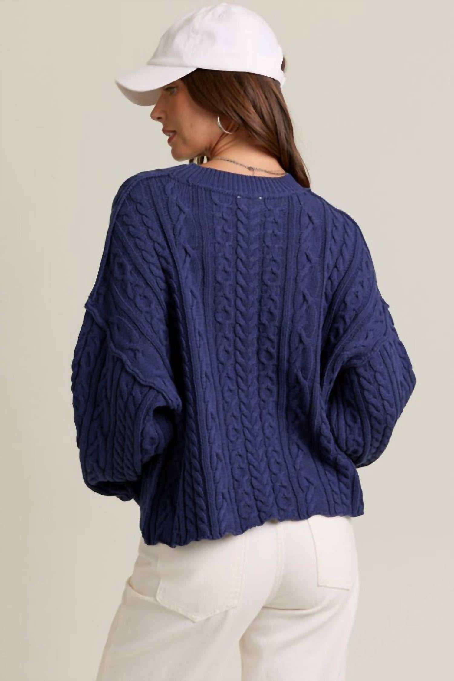 Le Lis - Pullover Sweater Top with Flag Detail On Front