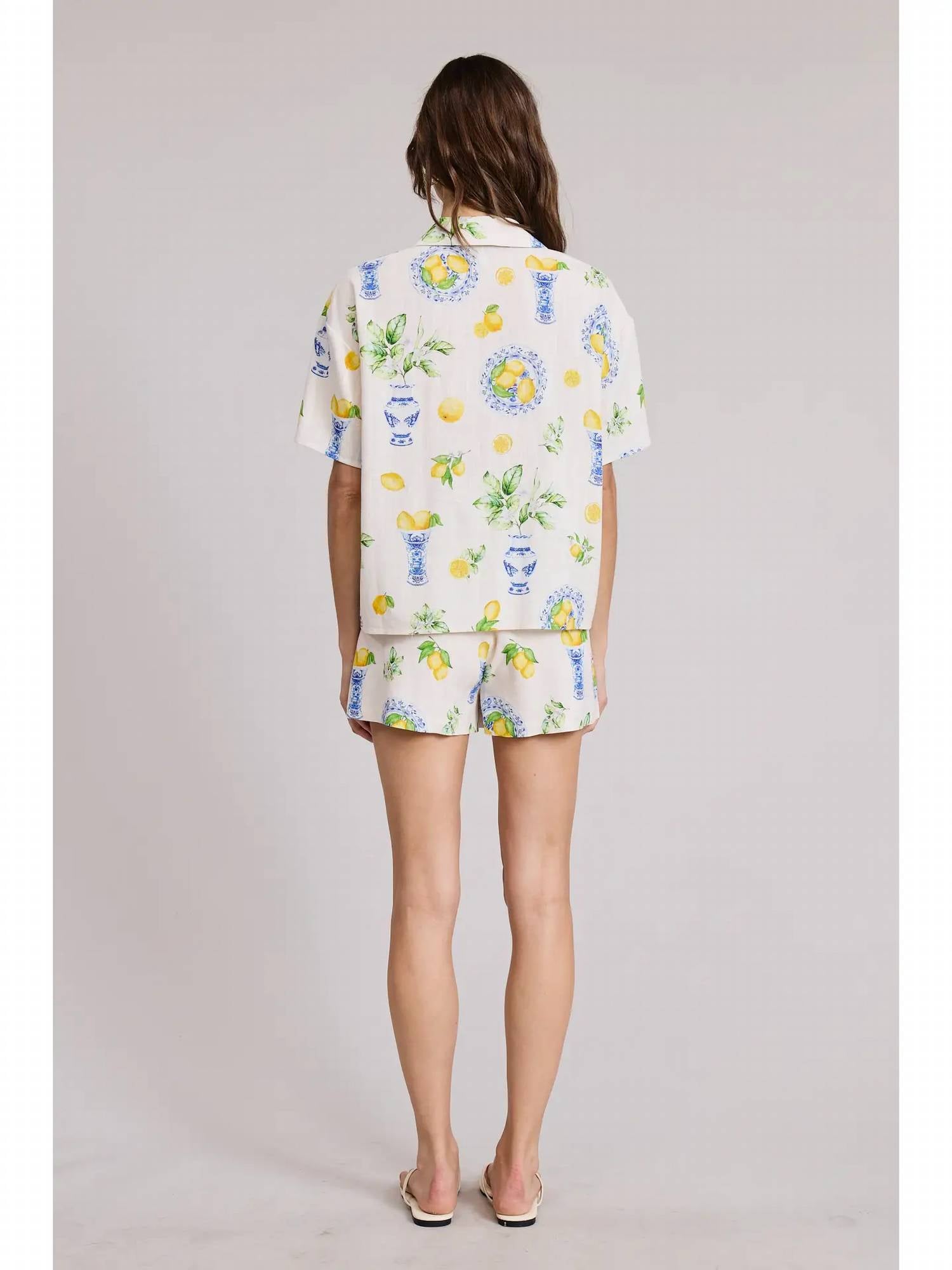 Flat White - Italia Lemon Button Down Top