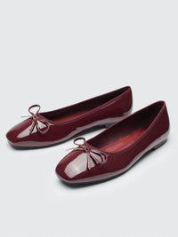 Ccocci - Women's Bow Embellished Semi-square Toe Ballet Flat