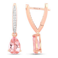 Diana M Jewels Women's Pear Natural Pink Morganite Stud Earrings (2.25 Ct) - Classic Plus in 14k rose gold - women's jewelry - detail view