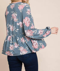 Emerald Collection - Floral Babydoll Top - Plus