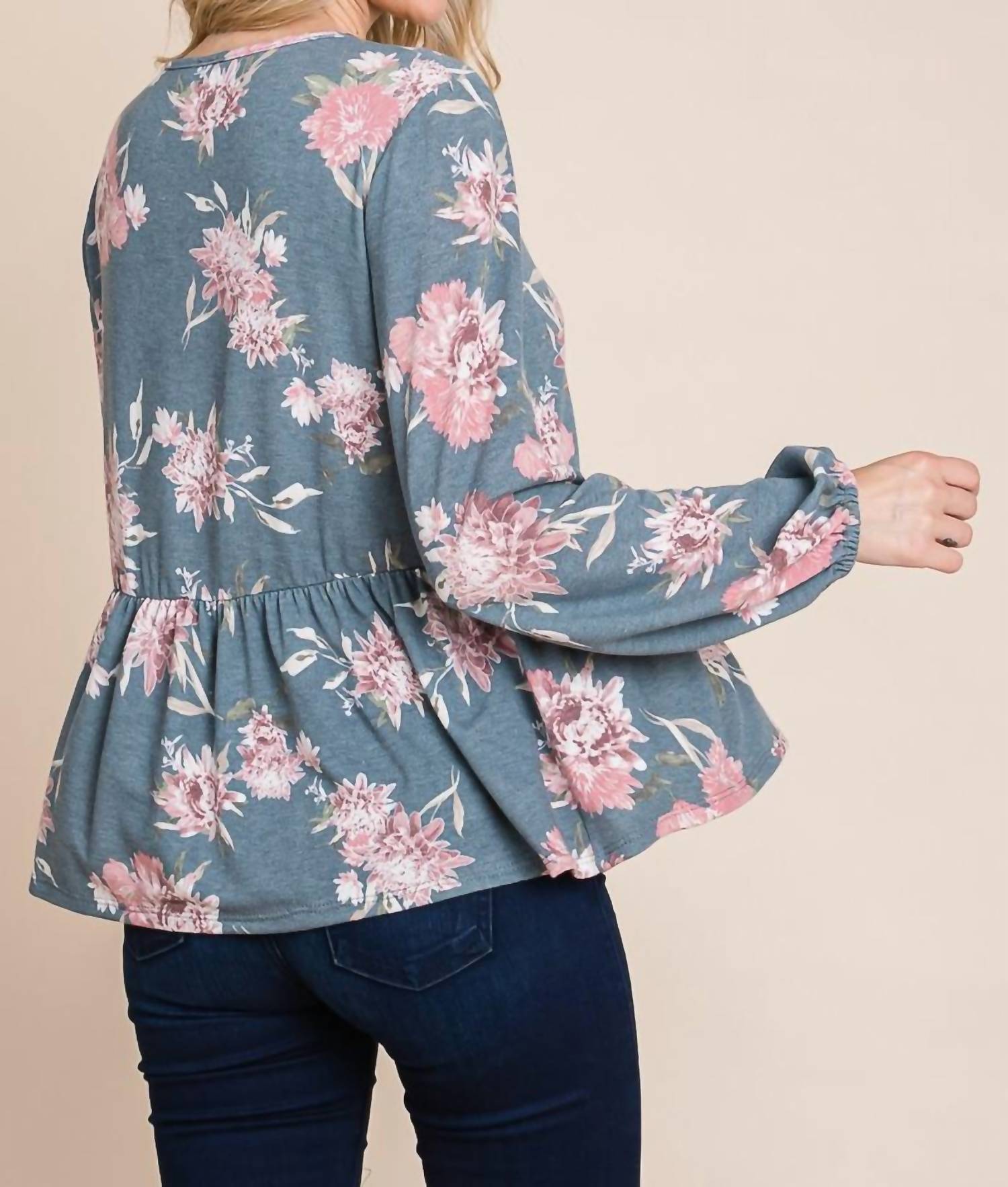 Emerald Collection - Floral Babydoll Top - Plus