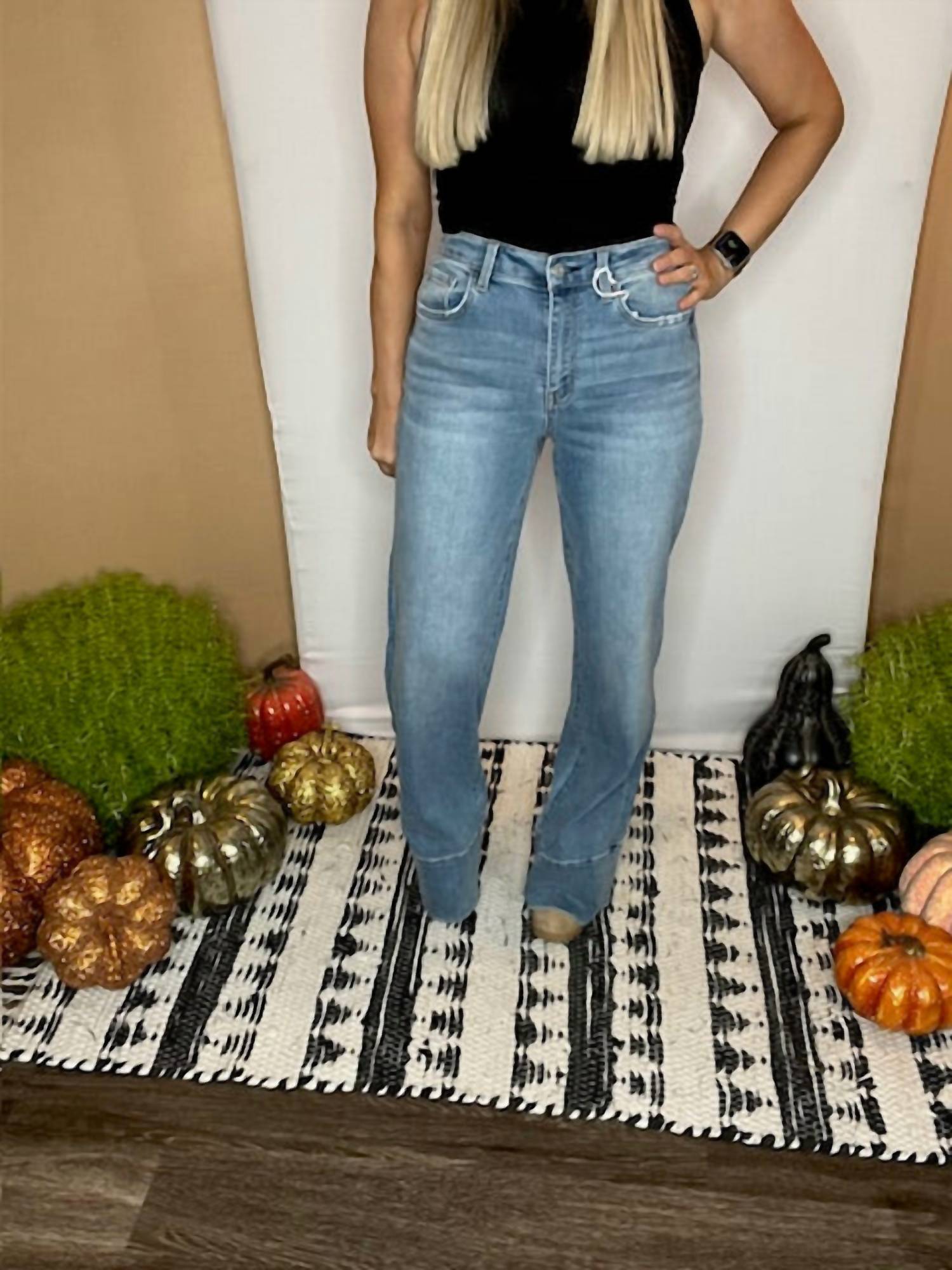 Vervet By Flying Monkey - High Rise Raw Hem Wide A Line Jeans