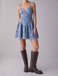 En Saison Opal Mini Dress in tinted denim - women's dress - view 5