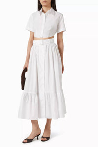 Matthew Bruch - Cropped Tie Back Button Up Top