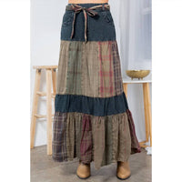 Young Threads - Long Denim Patchwork Skirt