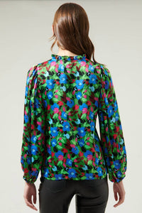 Sugarlips - Destine Split Neck Long Sleeve Blouse