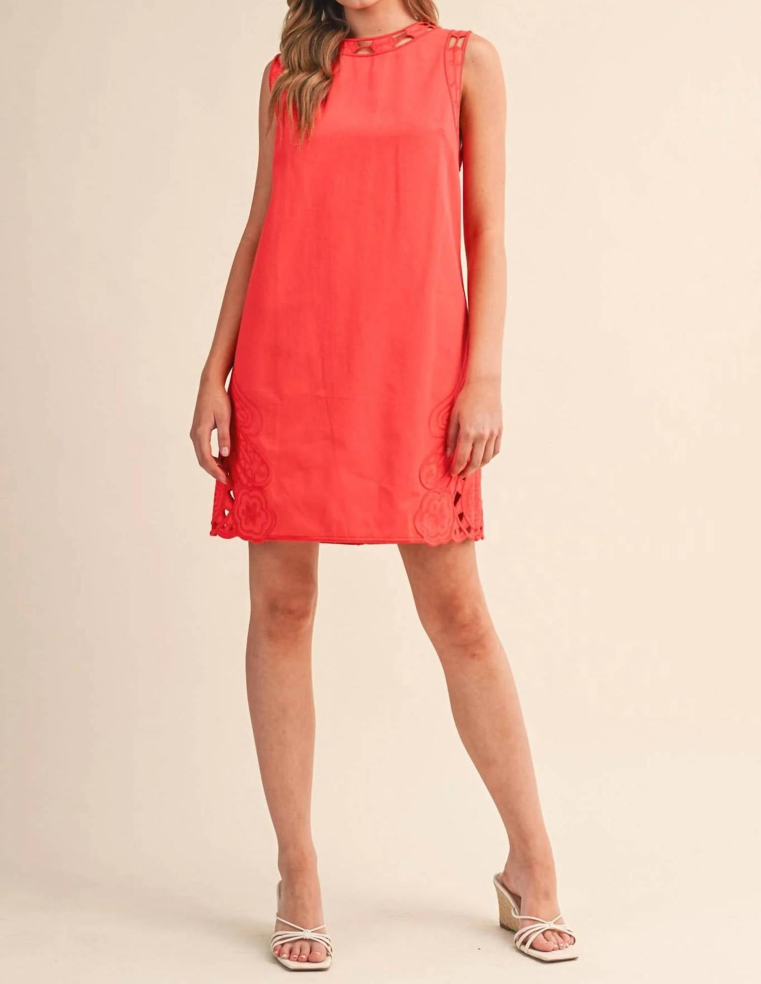 &Merci - Embroidered Shift Mini Dress
