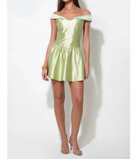 Adelyn Rae - Darcy Off Shoulder Satin Drop Waist Mini Dress