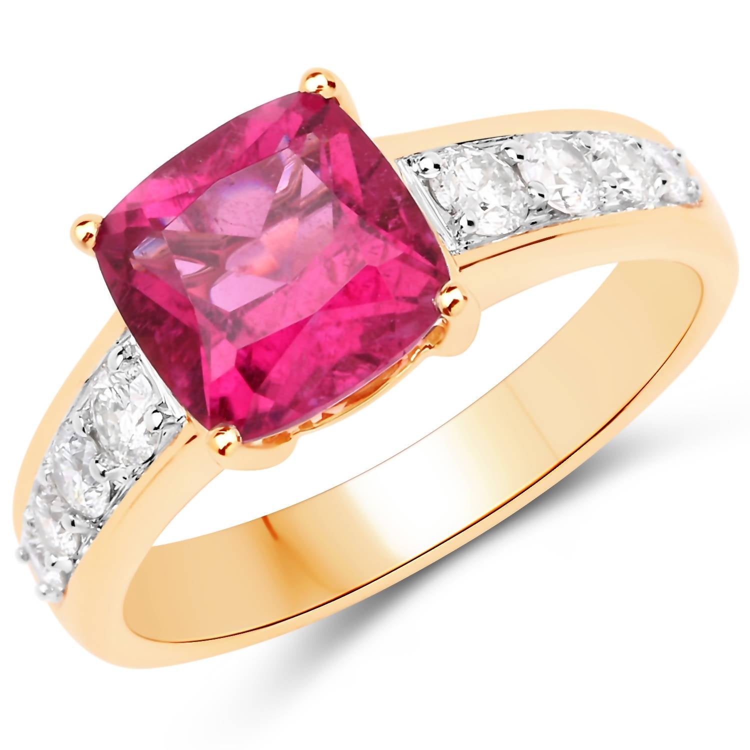 Diana M Jewels - Women's Cushion Natural Rubellite Fashion Ring (2.70 Ct) - Signature