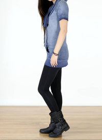 Tough Luv - Cotton Short Sleeve Cowl Neck Tunic Top
