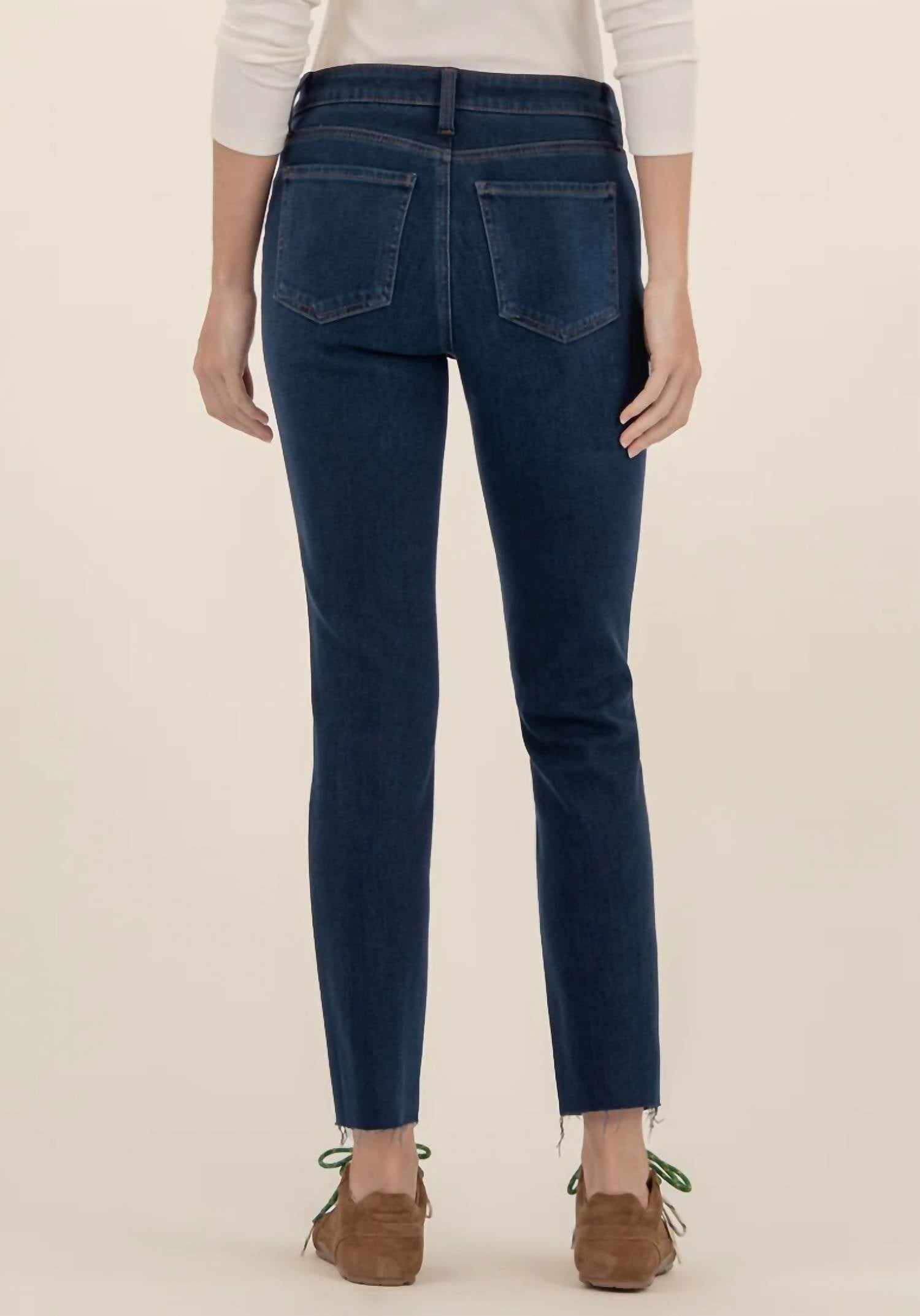 KUT FROM THE KLOTH Reese High Rise Ankle Straight Jeans in courageously wash - women's jeans - detail view