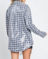 Geegee - Pretty In Plaid Sequin Button Down