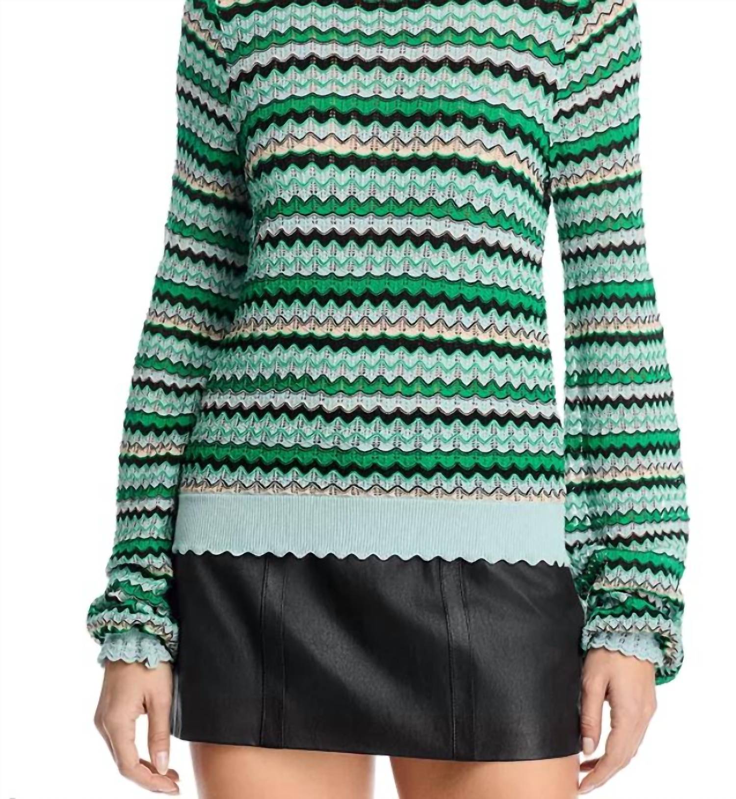 Ramy Brook Fiona Chevron Pointelle Sweater in moonstone - women's sweater