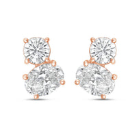 Diana M Jewels - Women's Round & Oval Lab-Grown Diamond Stud Earrings (3.00 Ct) - Signature