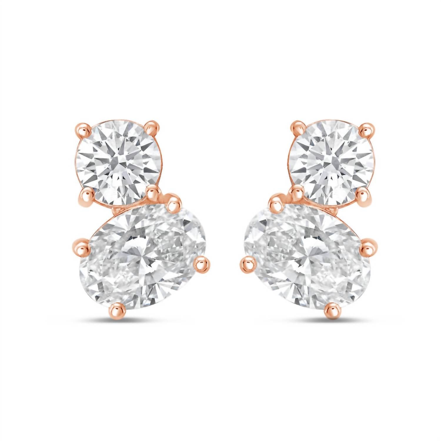 Diana M Jewels - Women's Round & Oval Lab-Grown Diamond Stud Earrings (3.00 Ct) - Signature