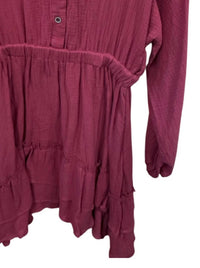 Carole Christian Women's Crinkle Long Sleeve Mini Dress in rust - women's dress - detail view